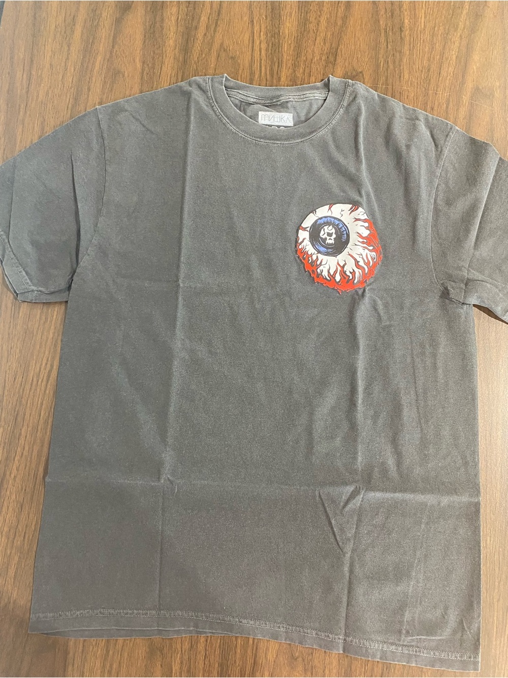 Black Graphic Tee with Fiery Eyeball Print